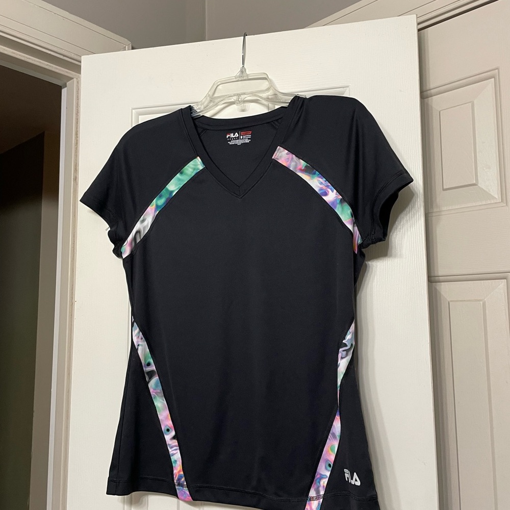 Preowned woman, exercise shirt, and size medium